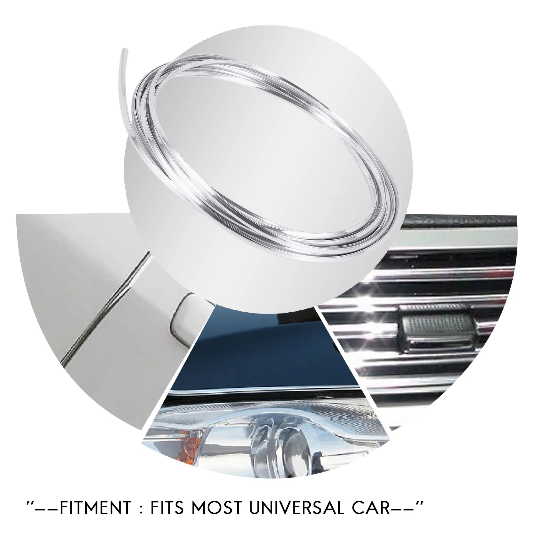 شريط تشذيب من الكروم للسيارة ، حافة الباب ، واقي الخدش ، غطاء واقي ، فضي ، 20 قدمًا