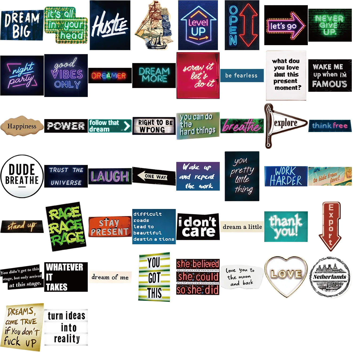 50/100PCS Cartoon Koude Graffiti Tekst Graffiti Stickers Decoratieve Gitaar Notebook Bagage DIY Waterdichte Briefpapier Stickers