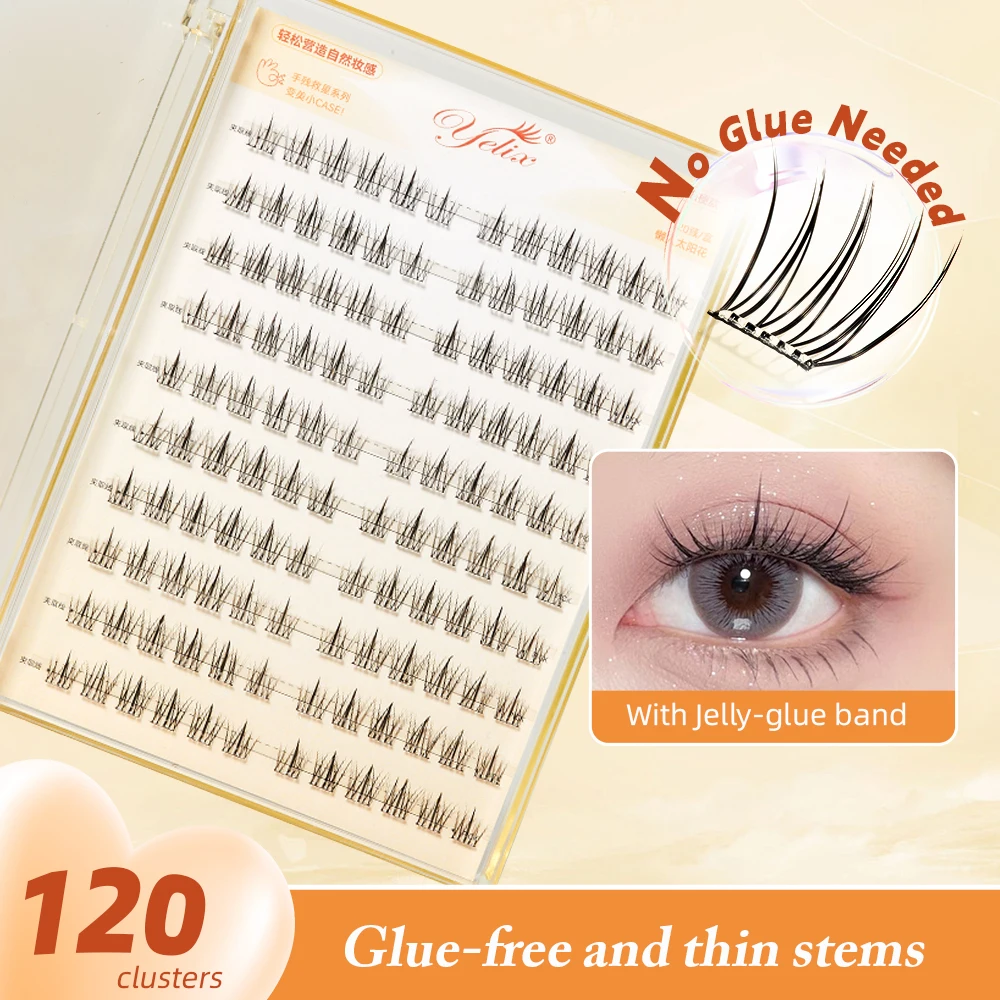 Yelix Fairy Glue-free False Eyelashes Easy To Rebound No Need To Remove Segmented Thin Stems Suitable for Novice DIY Eyelashe