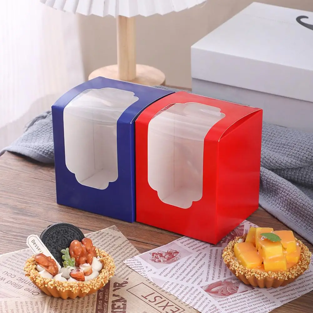 10Pcs Individual Cupcake Boxes with Inserts Stackable Cupcake Holders Food Grade Cupcake Containers with Window Cake Carrier