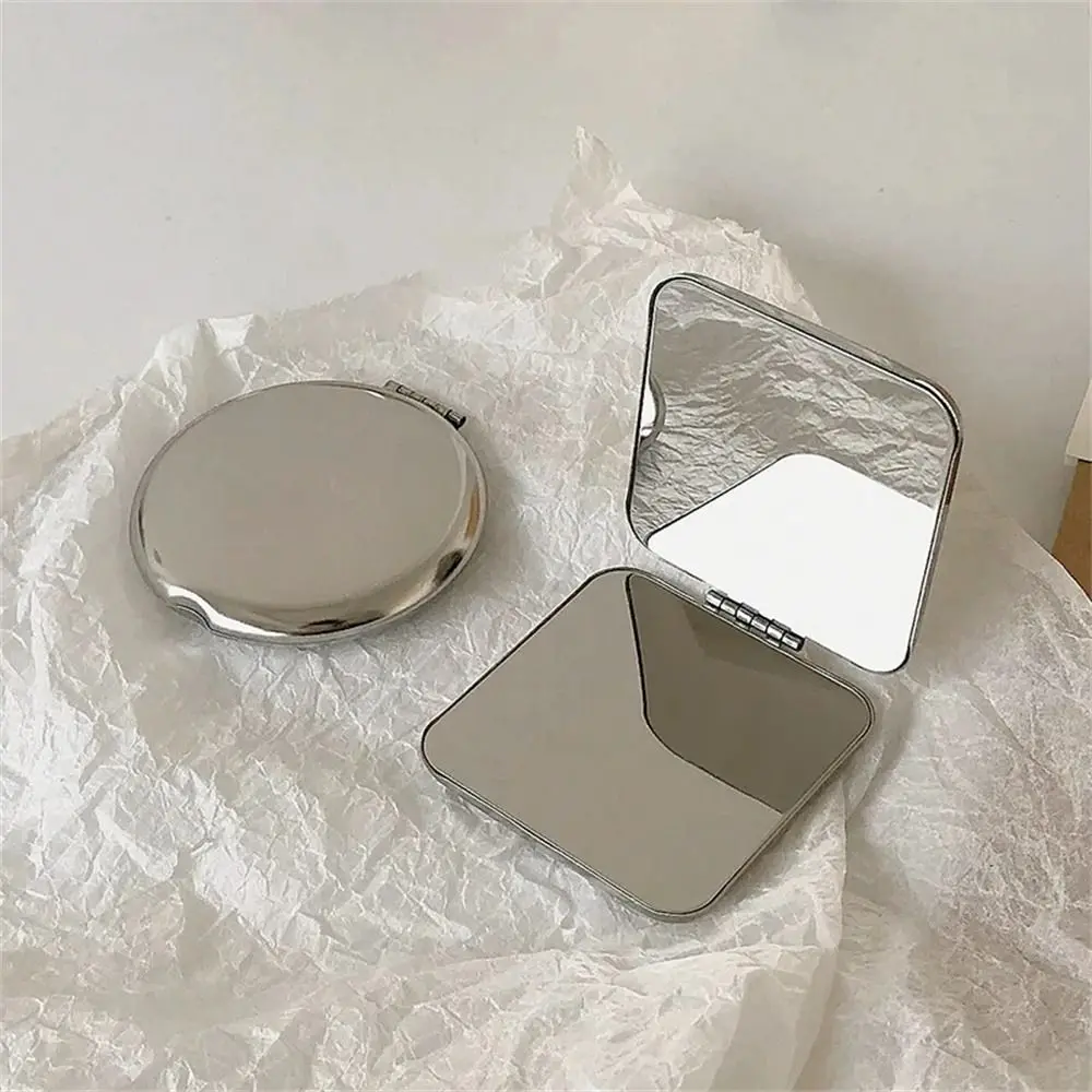 Stainless Steel Makeup Mirror Double-sided Hand Pocket Cosmetic Mirror Various Shapes Mini Small Folding Mirror Cosmetics Tools