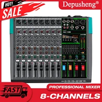 Mesa mezcladora de sonido DJ profesional de 8 canales, mezclador de Audio con efecto 256 DSP, Bluetooth, PC, consola mezcladora de grabación de reproducción USB