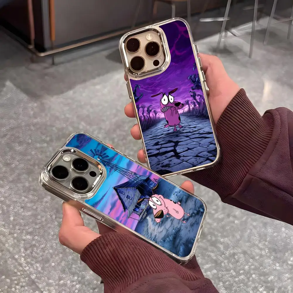 Coque de téléphone C-Courage Cowardly Dog pour iPhone 17 Air 16 15 14 13 12 11 Pro Pro Max Plus, transparente et souple