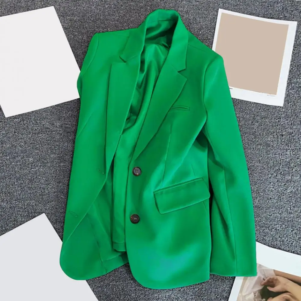 Women Suit Jacket Elegant Lapel Women's Suit Coat with Flap Pockets Long Sleeve Work Outwear Solid Color Loose for Professional