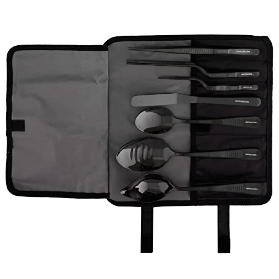 

Professional Chef Plating Kit for fine dining, stainless steel, black, includes 7 precision tools for elegant food presentation