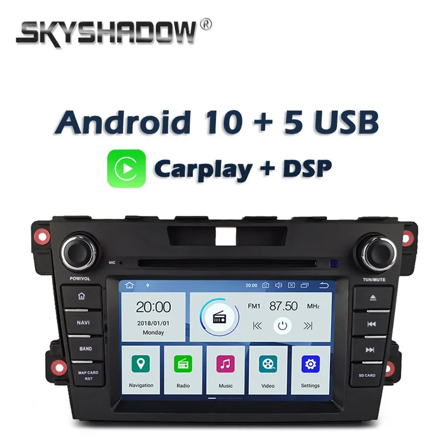 Carplay DSP PX6 IPS Android 10 4GB +64GB Car DVD Player GPS Map Wifi RDS Radio Bluetooth For Mazda CX-7 2009 2011 2012 2013 2014