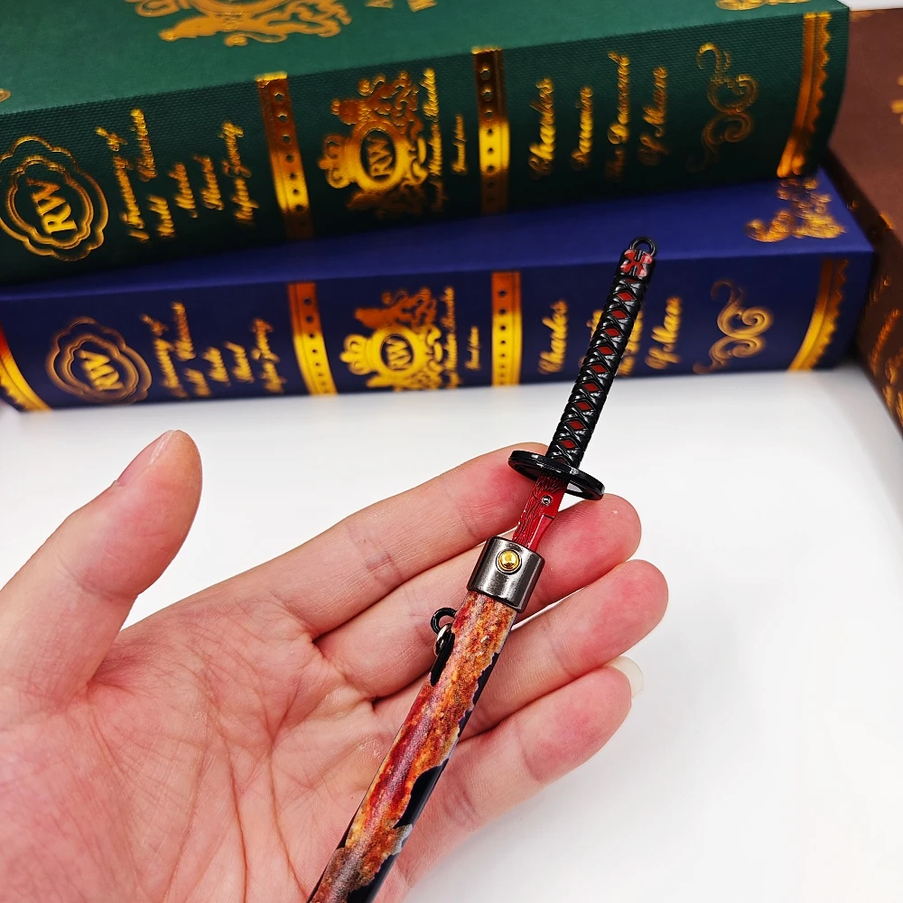 23cm Ring Game Peripheral Rivers of Blood Sword Alloy Pop-up Sword Weapons Model Ornament Crafts Keychain Decorative Toy Katana