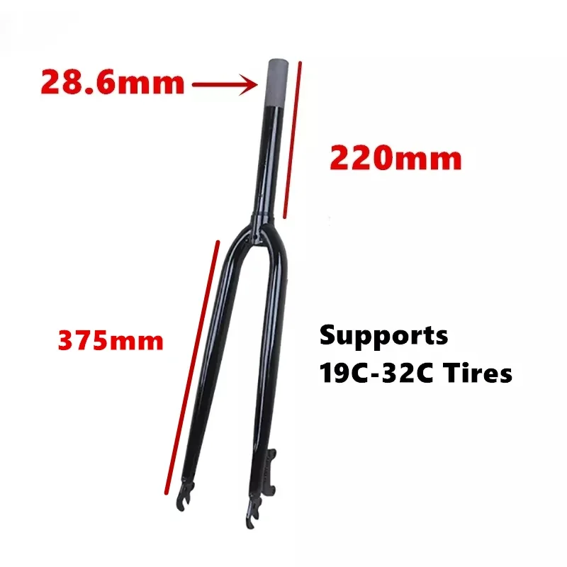 Road Bike Front Fork Applies to 700x23/25/28/32C Tires High Carbon Steel Material No Thread Fit Disc Brake Bicycle Parts