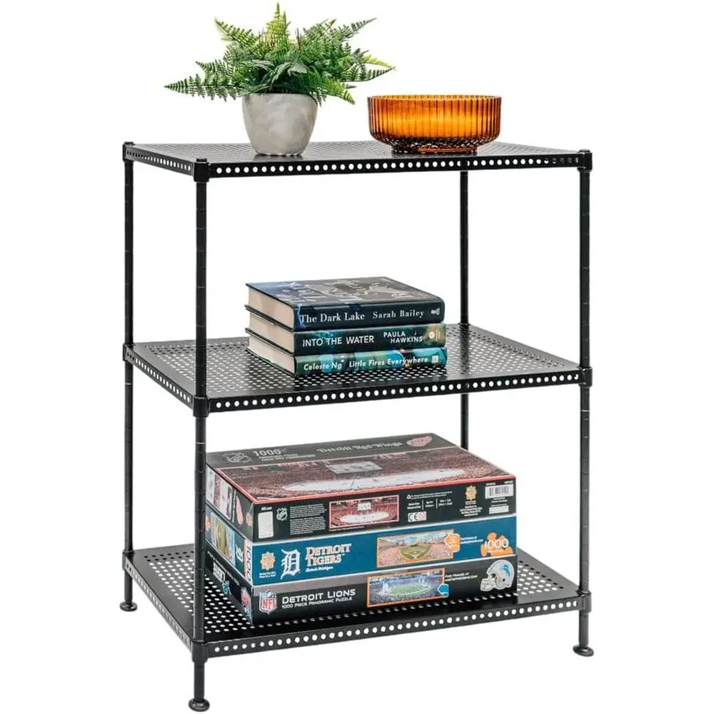 12 Deep x 24 Wide x 28 High 3-Tier Perforated Metal Shelving, 110 lbs Weight Capacity