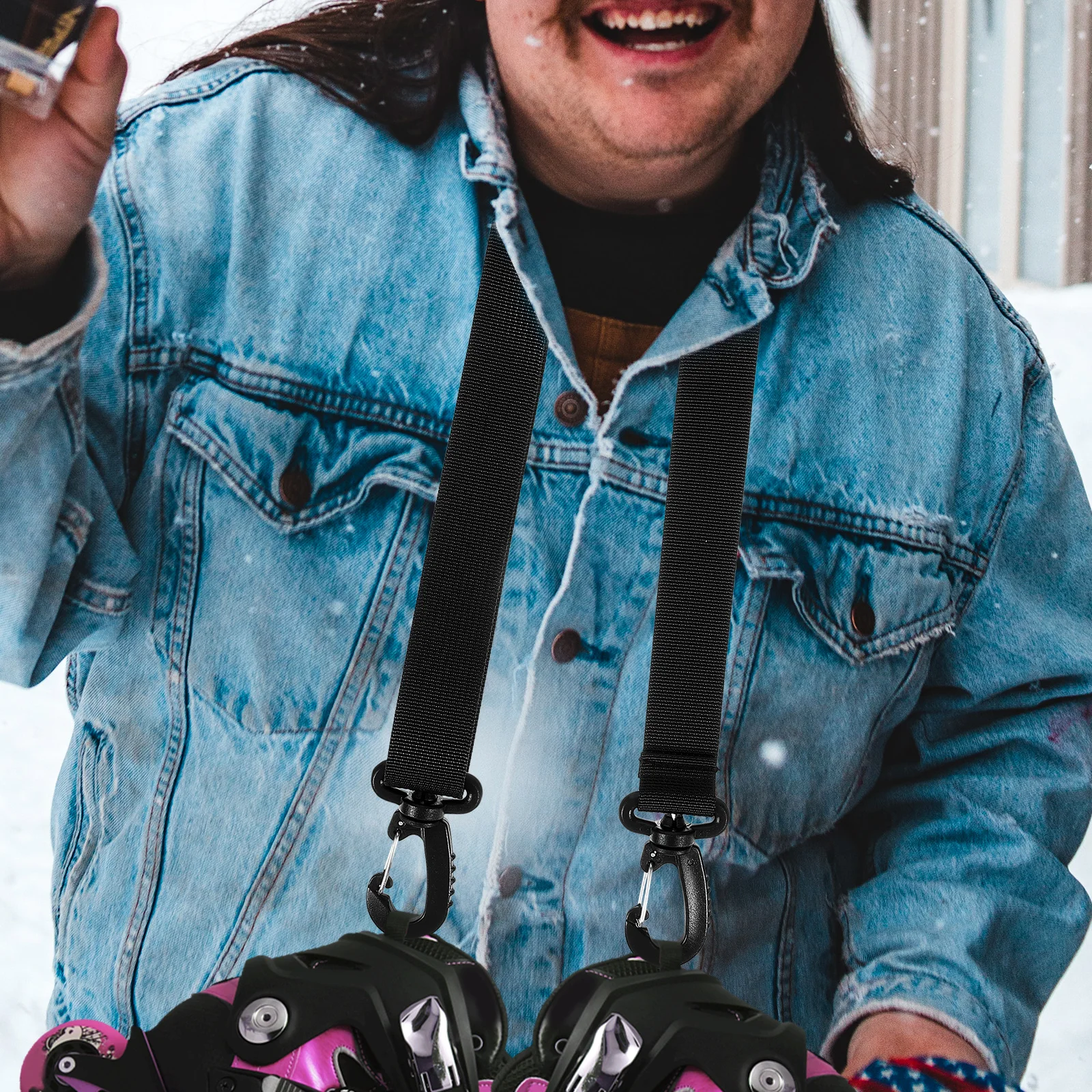 

2 шт., ремень для переноски лыжных ботинок, регулируемый складной плечевой ремень, портативный износостойкий прочный материал, легко носить с собой, поводок для ботинок