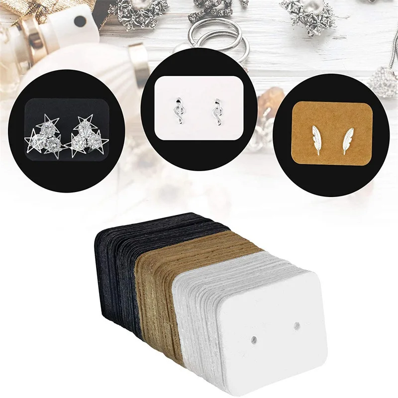 100 Pcs 2.5x3.5cm Mini Earrings Stud Display Card Blank Design Black White Brown Special Card Paper for Jewelry