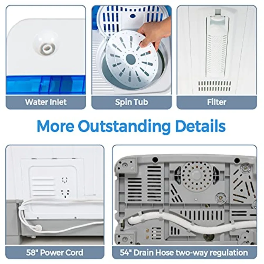 غسالة محمولة 2 في 1 غسالة غسيل ومجموعة دوارة للشقق النوم ومساحات المعيشة الصغيرة سعة 22 رطلًا إجماليًا #4