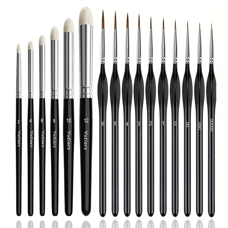 

Fine Detail Wood Handle Paint Brush Set, Micro Detailing & Drybrush Brushes for Miniature Art, Acrylic & Watercolor Painting