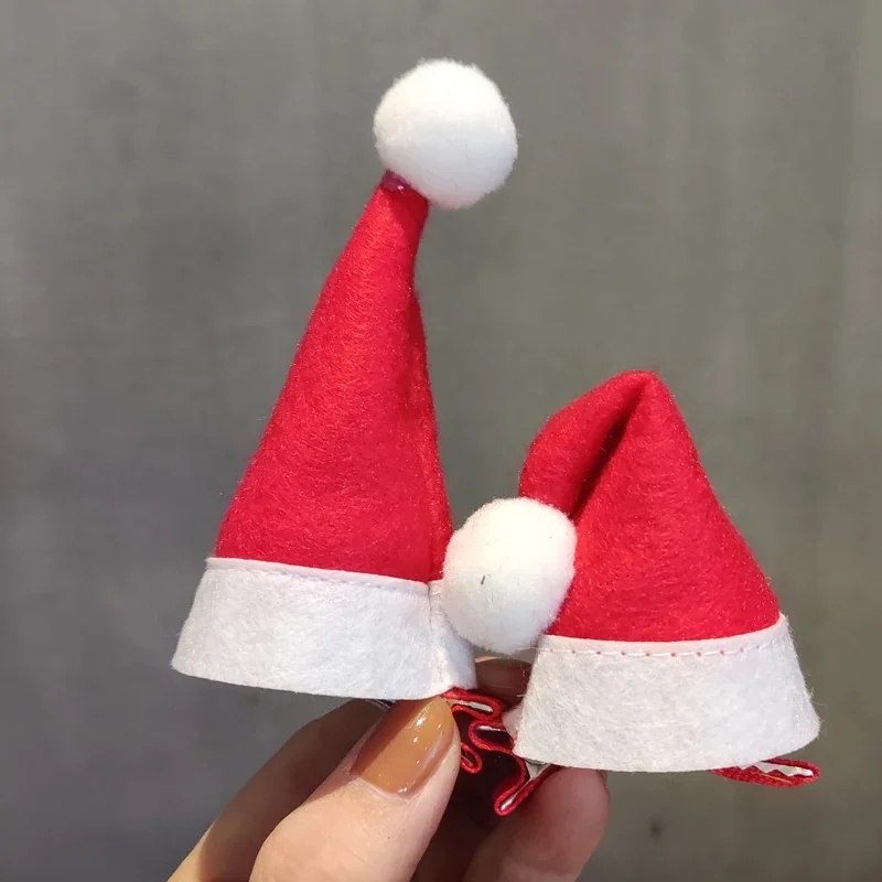 

4/6/12pcs Christmas Xmas Hat Hair Clips Santa Cap Duckbill Clips Cute Mini Hat Hair Barrettes Holiday Hair Accessories