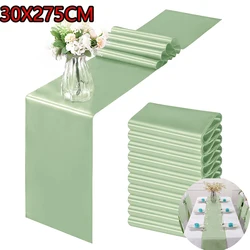 Satin Table Runner Green Gold Wedding Satin Smooth Table Runner for Wedding Banquet Party Hotel Table Decoration 30*275 CM