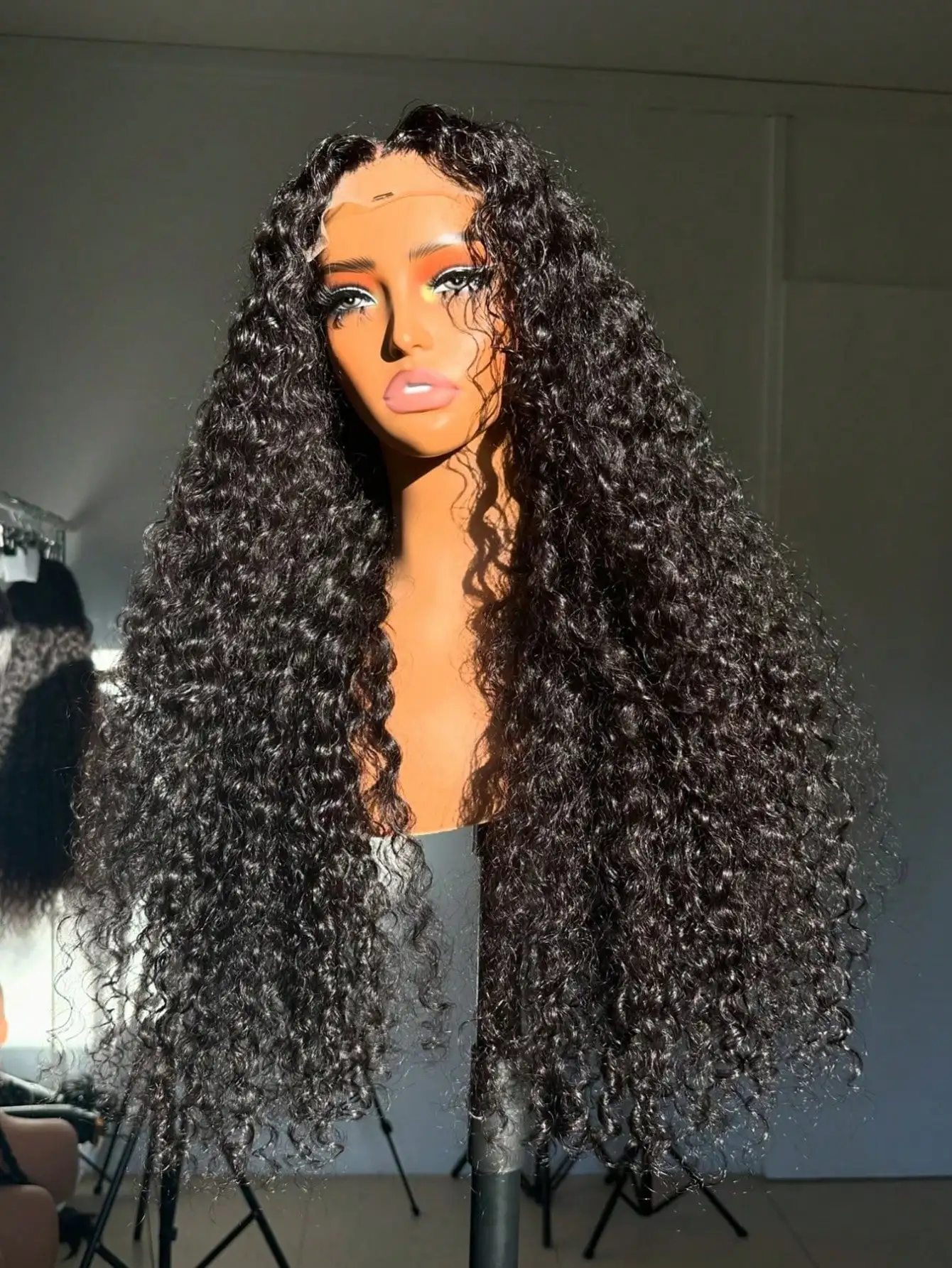 40 pulgadas de onda profunda 200% 13x4 HD transparente encaje Frontal pelucas de cabello humano rizado brasileño prearrancado con línea de cabello Natural