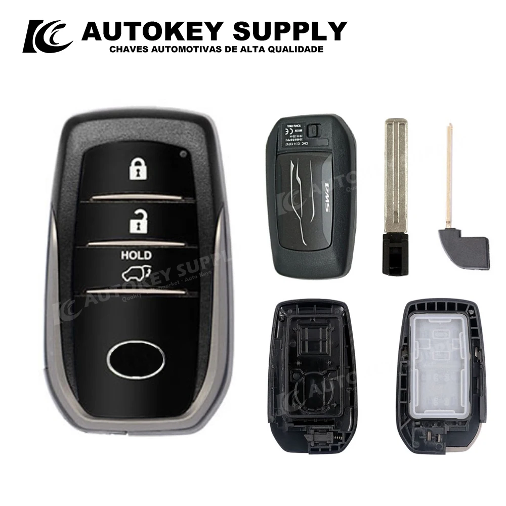 ForToyota Smart Card Key Shell 3 Buttons With Logo On The Back Cover (Double-Sided Slot)   Autokeysupply AKTYS345