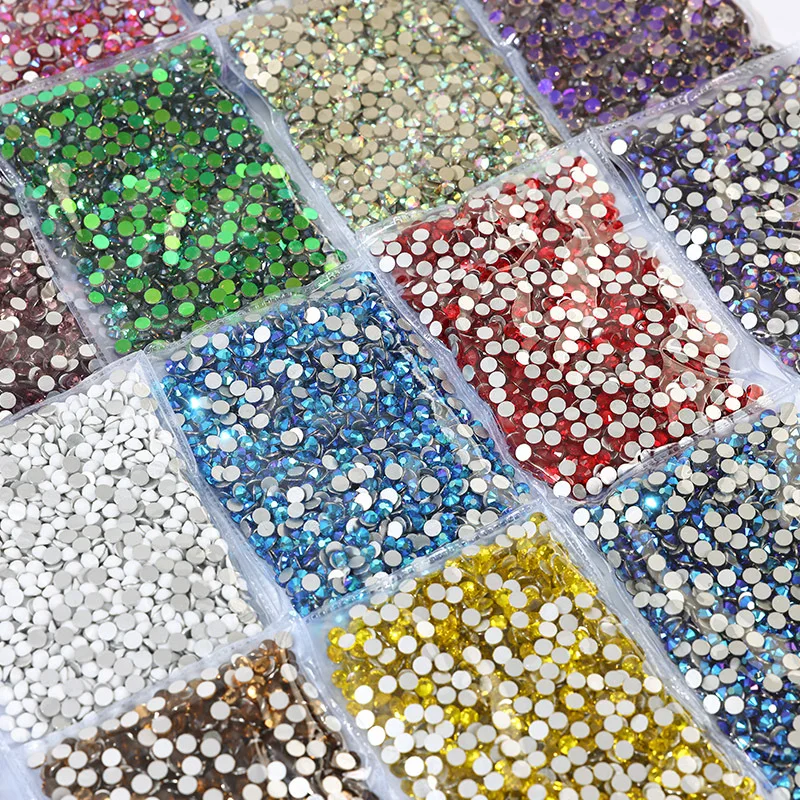 SS3~SS20 Super Bright Crystal AB Many Color Glass Non Hotfix Flat Back Rhiestone Strass Stone For Nail Art Decoretions
