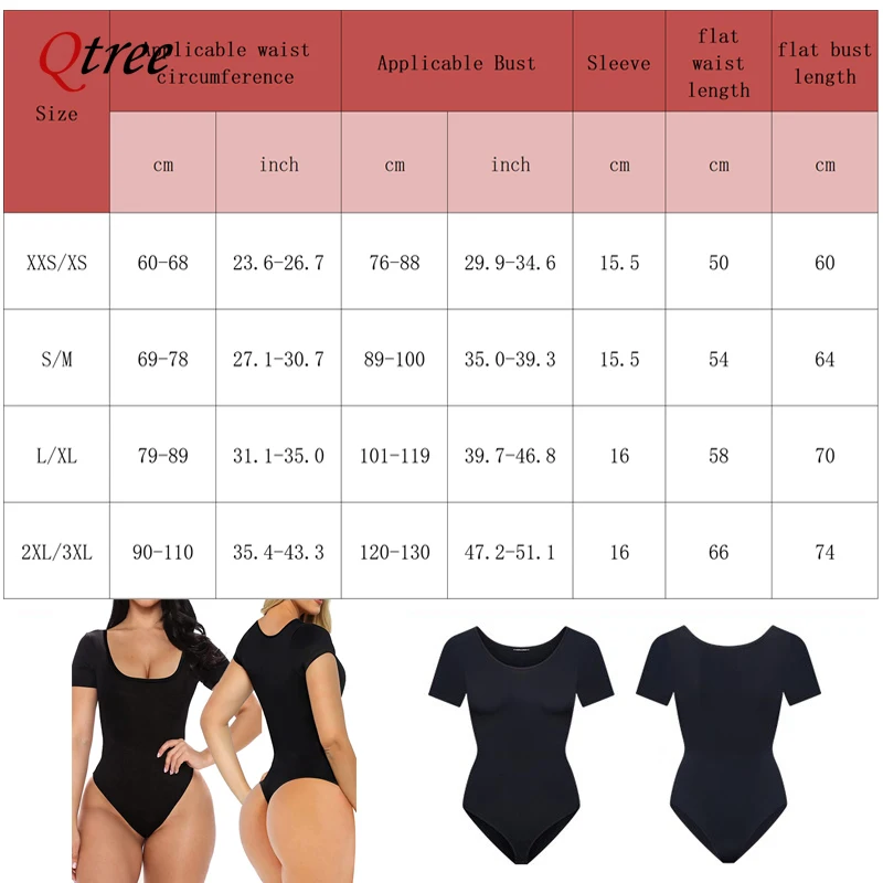 Qtree Plus Size Seamless Tummy Tucker Bodysuit Slimming Booty Lifting Shapewear for Women Short-Sleeved Waist Trainer Panties