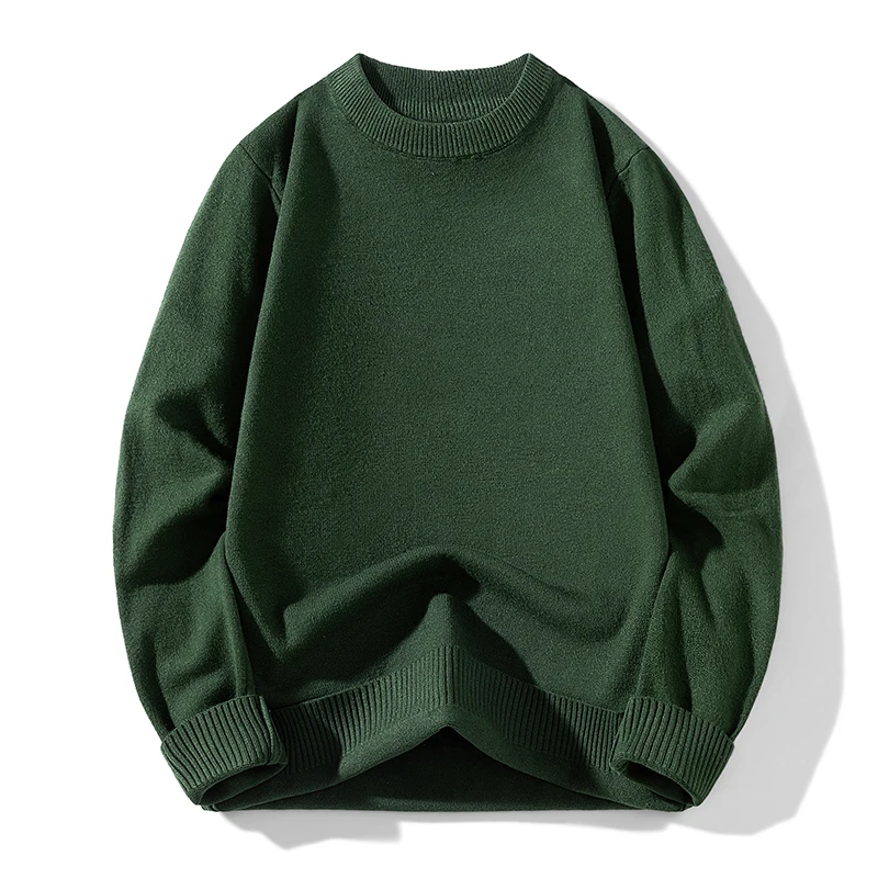 

Mens Thicken Loose O Neck Solid Knit Sweaters Autumn Winter Korean Fashion All-match Undershirt Pullover Sweater Men