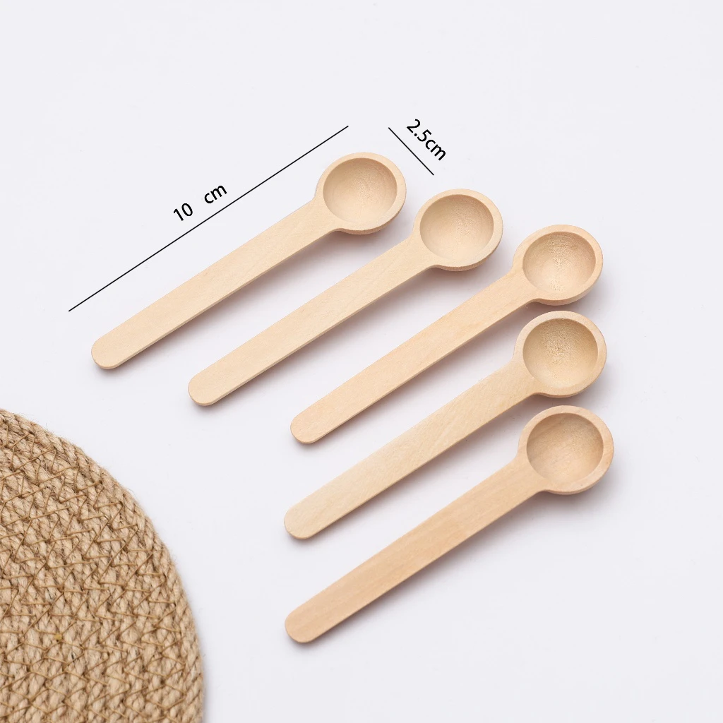 5-teiliges Set Mini-Holzlöffel, kleine Badesalzlöffel, Bonbonlöffel, Löffel für Gewürzgläser, Honig, Kaffee, Kuchendekorationswerkzeug – Detail 5