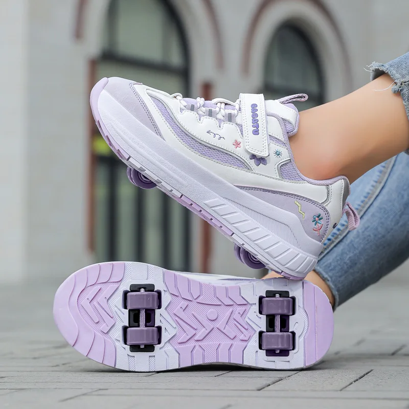 

Roller Skate Shoes with Wheels Children's Deformation Shoes 4 Wheels Racing Roller Skates Dual-use Sneaker for Boys and Girls