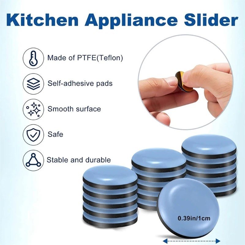 M2EE Conjunto de 20 Móveis Leg Sliders Kitchen Appliance Sliders Almofadas deslizantes adesivas