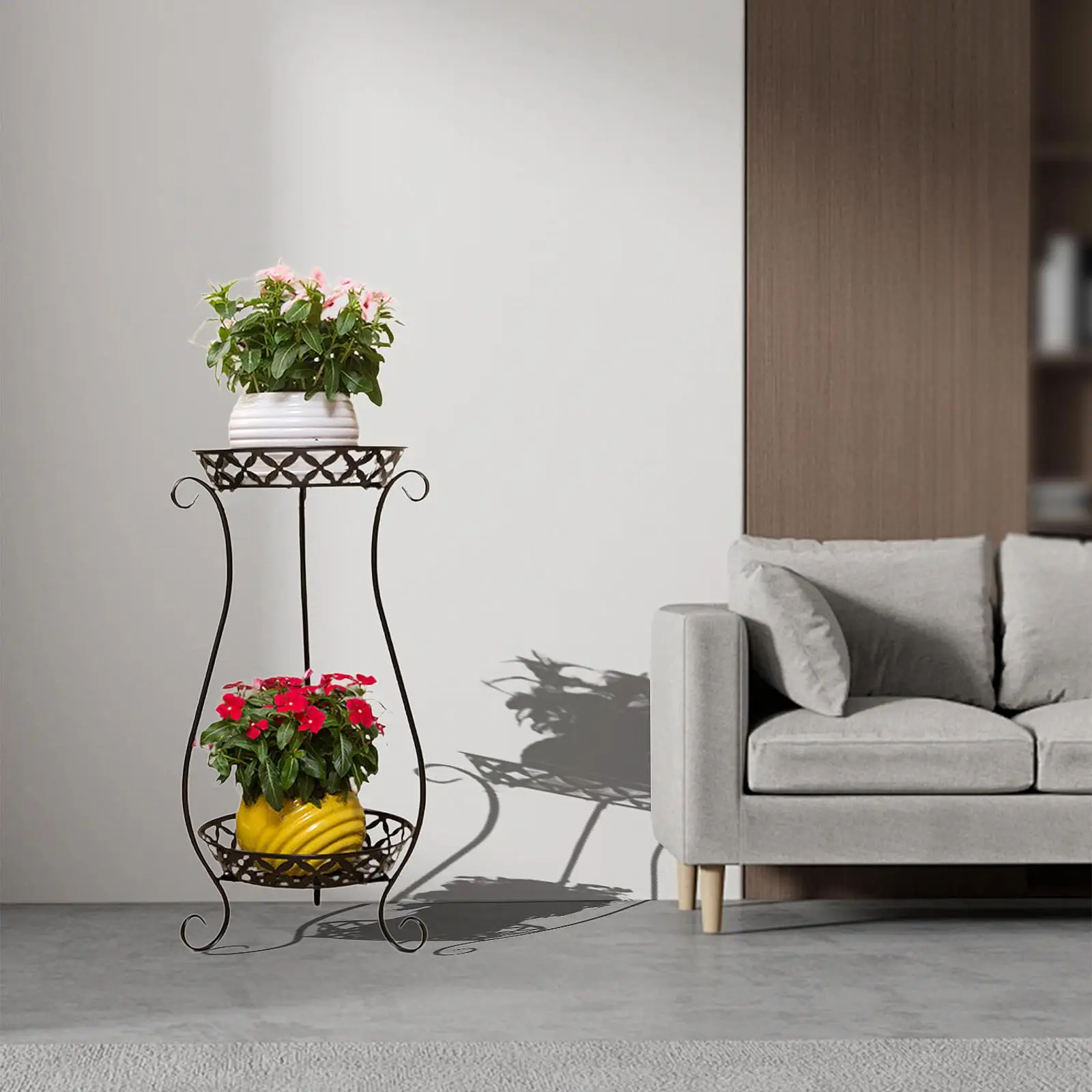 2 Tier Plant Stand Planter Storage Shelf Decor Floor Flower Pot Holder Fashion European Style for Home Entryway Garden Bedroom image 4