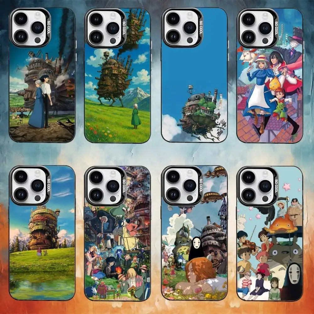 

H-Howls Moving C-Castle Cute Phone Case For iPhone17,16,15,14,13,12,11 Plus,Pro Max Black Candy Matte Shockproof Cover