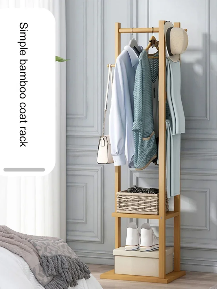 Phyllostachys Pubescens Coat Racks All Solid Wood Floor Mounted Hanger Bold Hanging Rod Multi Function Simplicit Home Furniture