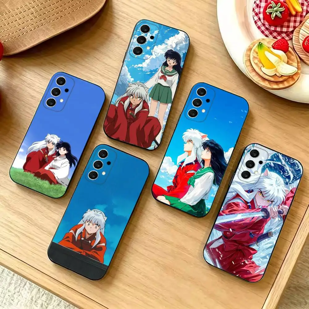 Inuyasha Fashion Black Silicone Protective Phone Cover, Suitable for Samsung S20-S26,Ultra,Plus,FE,Lite,5G