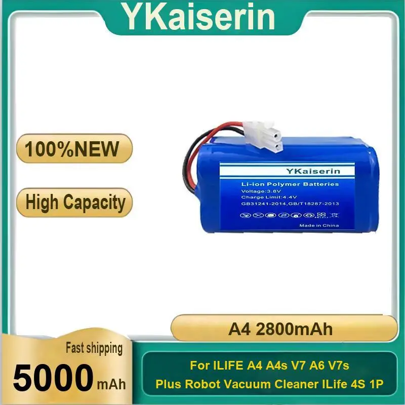 

5000Mah Battery Environmentally Friendly For Ilife A4 A4s V7 A6 V7s Plus Robot Vacuum Cleaner 4S 1P Full Capacity