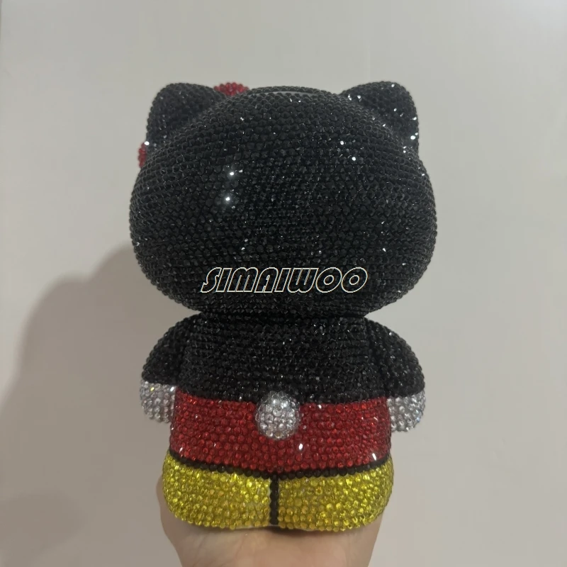 DIY Rhinestone Black Cat Statue Coin Storage Home Bling-bling Shiny Exhibition Mosaic Art Handcraft Cross Stitch Luxury Kid Gift