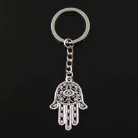 Fashion 30mm Key Ring Key Chain Keychain Jewelry Antique Bronze Silver Color Death Eye Hamsa Palm Fatima Hand 36x25mm Pendant