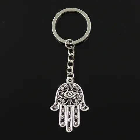 Porte-Clés Antique en Bronze et Argent de 30mm, Pendentif de 36x25mm, Hamsa, Paume, Main de Fatima, Document à la Mode