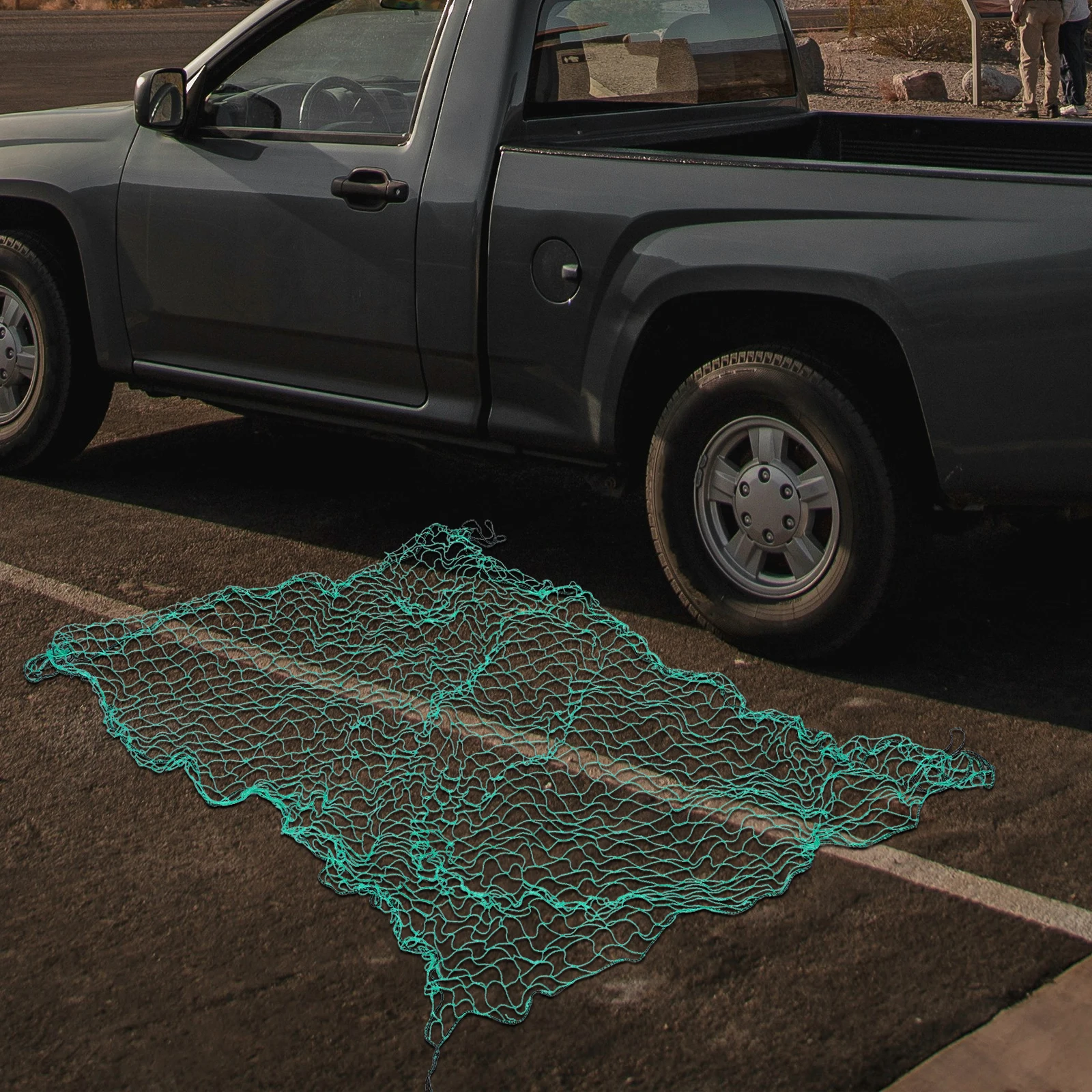 

Truck Bed Cargo Net Nylon Trailer Netting for Pickup RV Large Loads Camping Moving Elastic Cords Weather Resistance