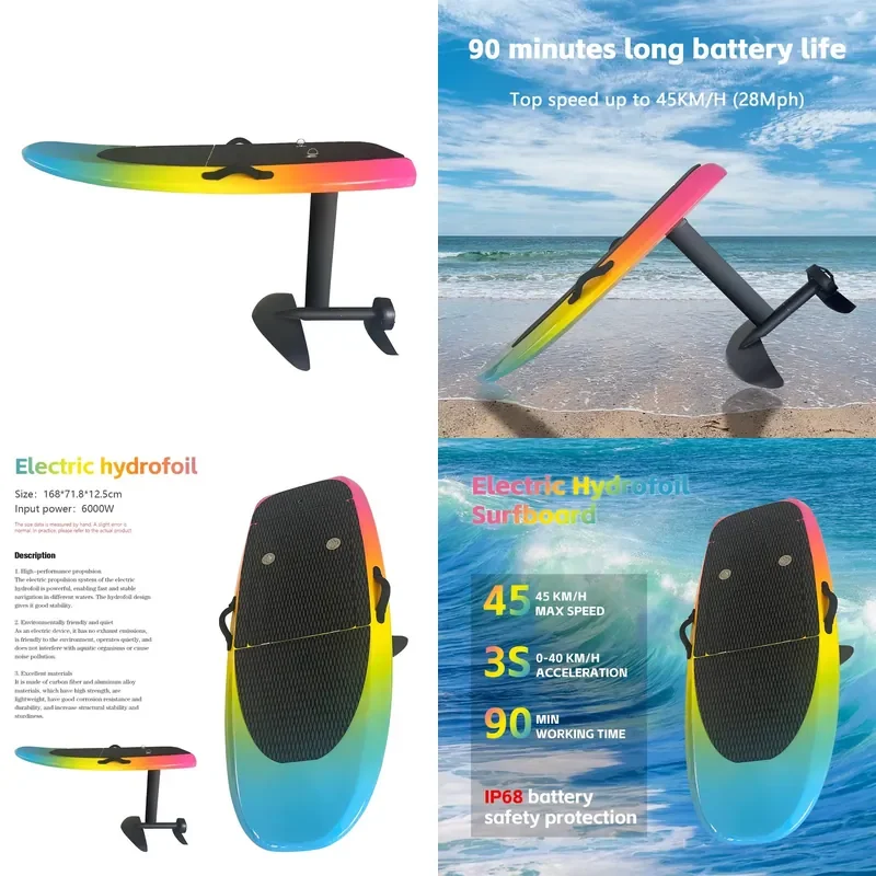 Unisex 6000W Impeller Hydrofoil for Water Sports 55Km/h Electric Surfboard Carbon Efoil for Water Surfing Kitesurfing