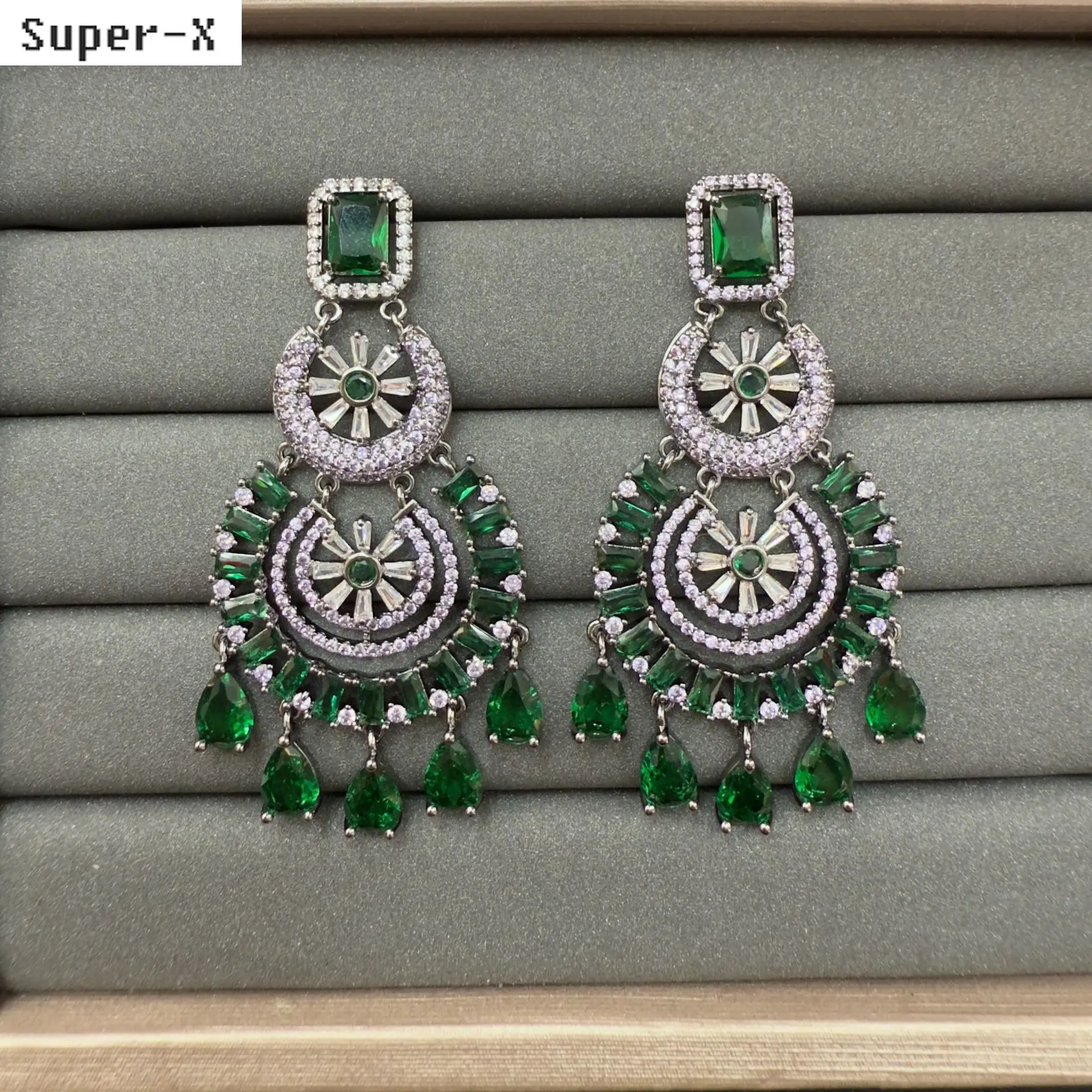 unique large earrings for women white yellow green champagne cubic zirconia large round dream catcher dangling earrings