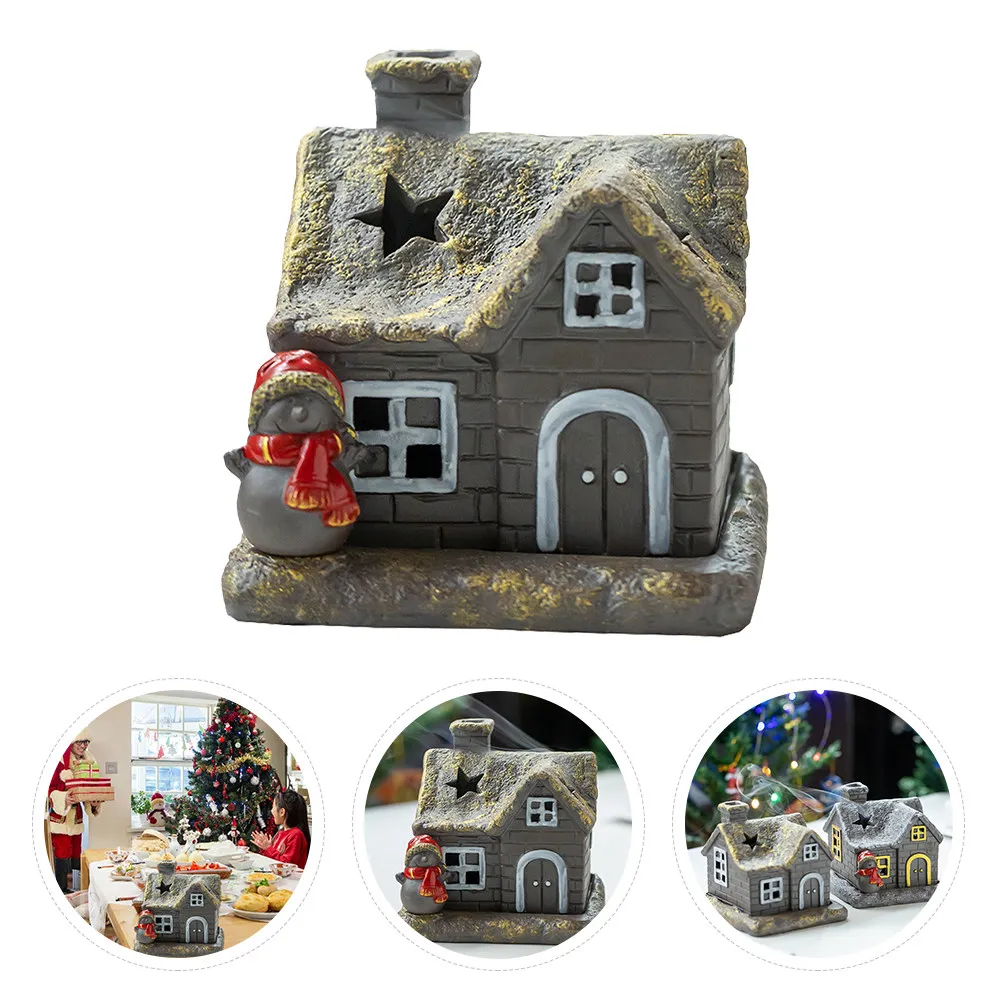 

Ceramics Incense Burner Christmas Theme Snow House Design Romantic Aromatherapy Ornamental Xmas Incense Holder Home Decoration