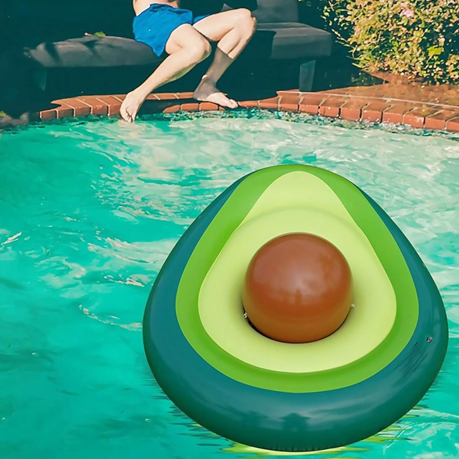 Inflatable Avocado Pool Float With Fun Float Ball Air Mattress For Kids Adults