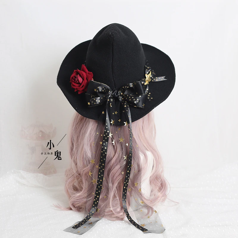 Sweet Women's Lolita Berets Cute Sailor Beret Gothic Wool Beret Hat with Lovely Bows for Fall Winter