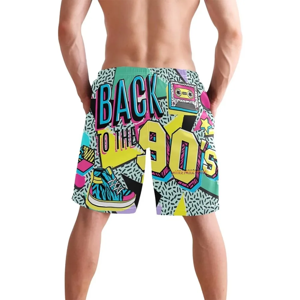 Bañadores Retro divertidos de los años 80 y 90 para hombre, pantalones cortos de playa de secado rápido, pantalones cortos de Surf de verano con