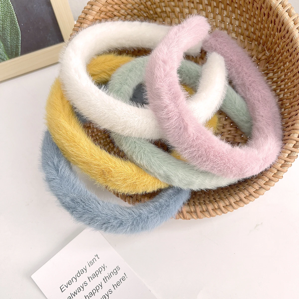 Women's Autumn And Winter Imitation Rabbit Hair Hoop Thicken Plush Wide Hair Hoop Sweet Hair Bands Gift