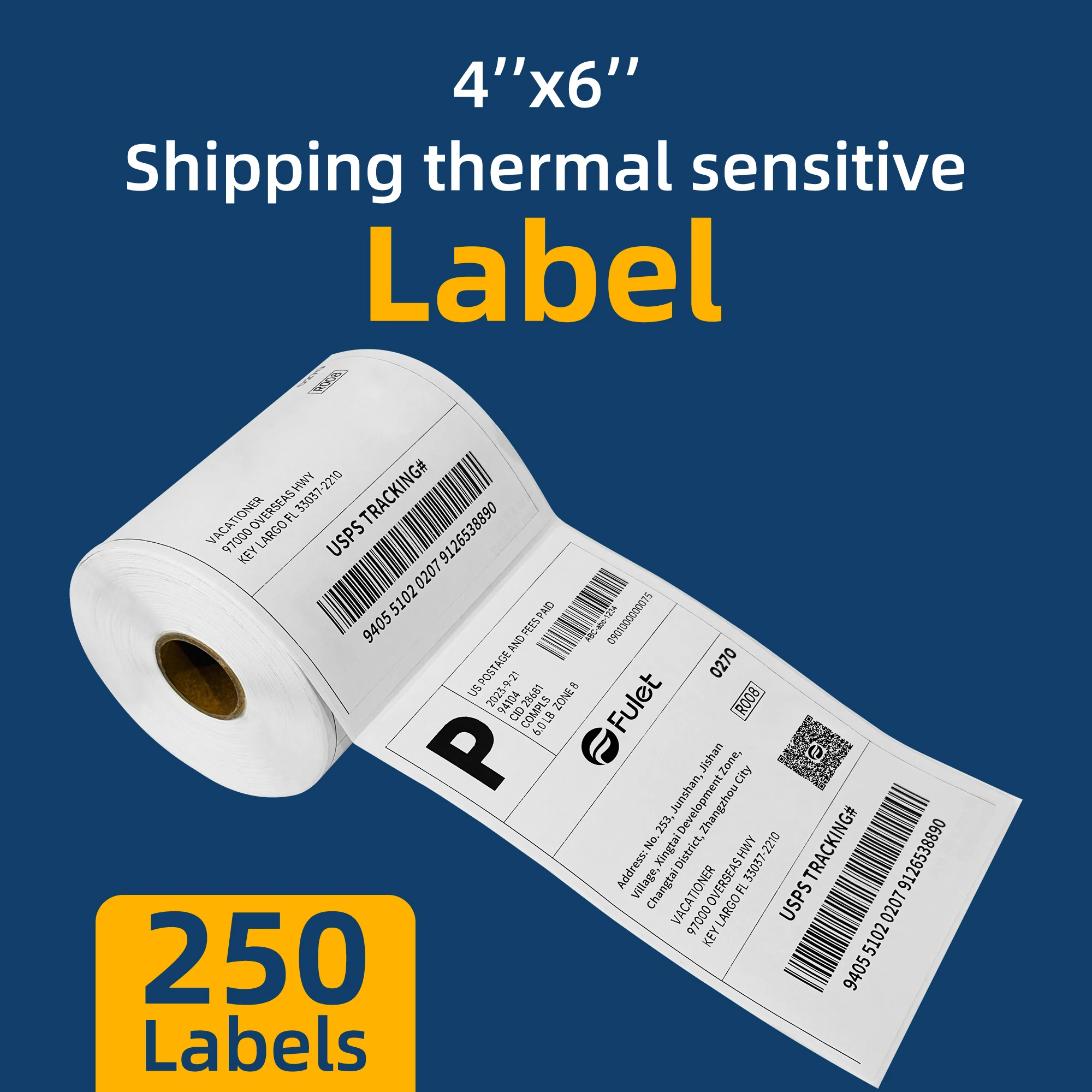 Premium Quality 100 X 150 mm 4x6 inch Water Oil Resistant Direct Thermal Paper Shipping Label 250 Labels per Roll