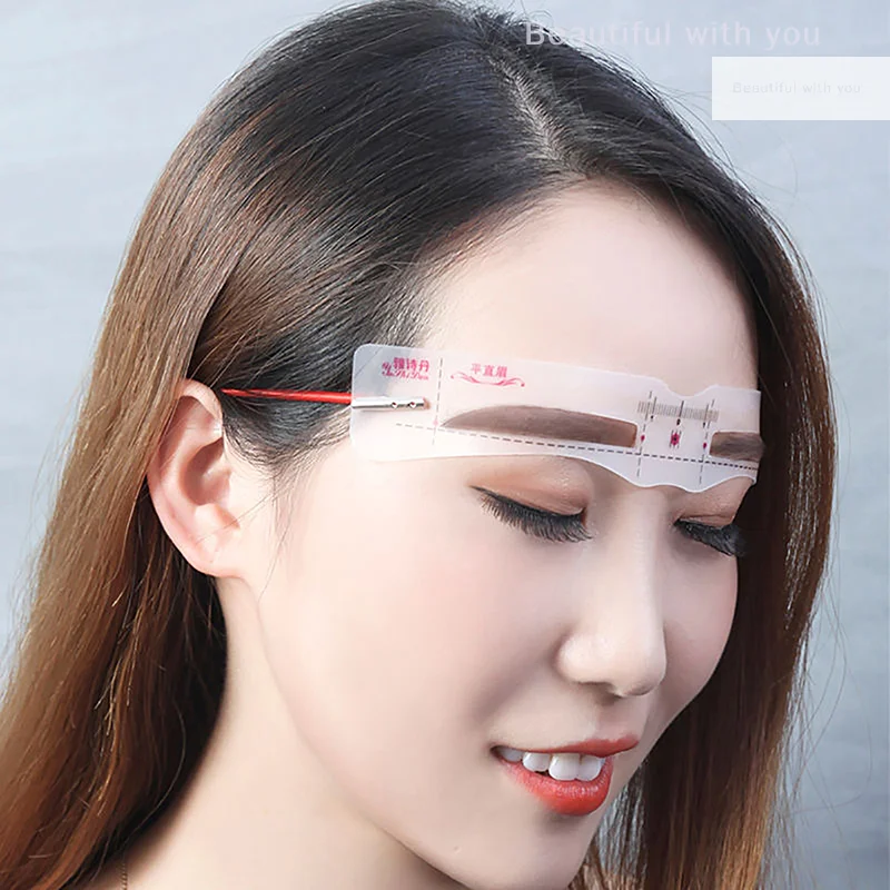 12 Style Fixable Eyebrow Stencil Grooming Shaper Template Reusable Stickers Make Up Tools For Eye Brow Stamp Pen Pencil Cosmetic