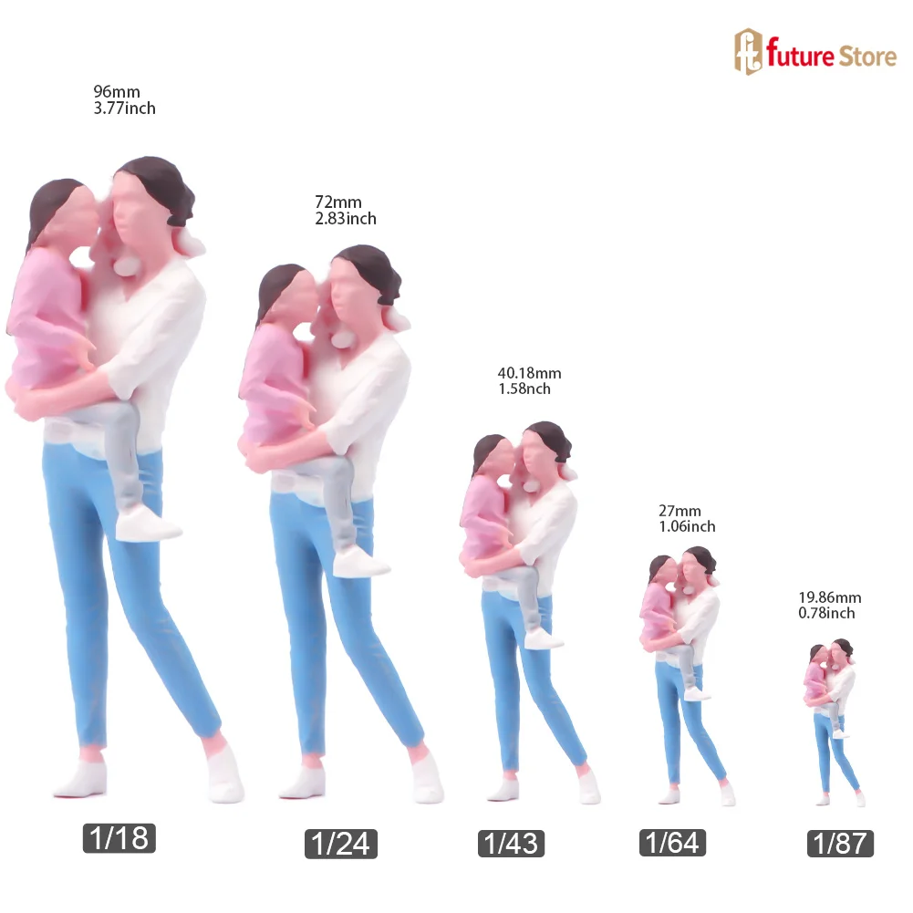 Miniature Figure 1/87 1/64 1/43 1/24 1/18 Take Photos Couple Pregnant Woman Holding Child Mother Dolls Scene Props Display Decor - Image 6