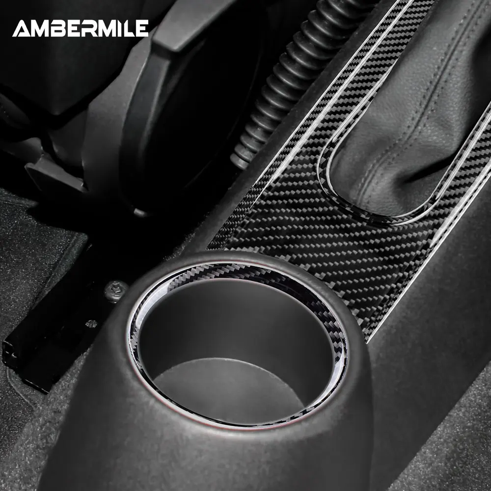 Carbon Fiber for Mini Cooper Hardtop R56 Clubman R55 Convertible R57 Accessories Car Water Cup Holder Handbrake Panel Sticker