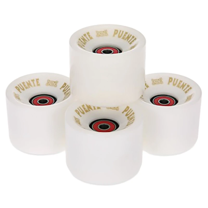 PUENTE 4Pcs Cruiser Skateboard Wheels PU Wheels Long Board Cruiser Wheels with ABEC-9 Bearings,White