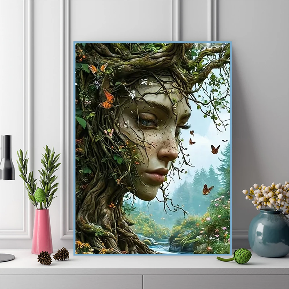 Broderie Diamant DIY Portrait Femme Arbre Abstrait Mosaïque Convient aux Débutants Peinture Diamant Nouvelle Arrivée Art Mural
