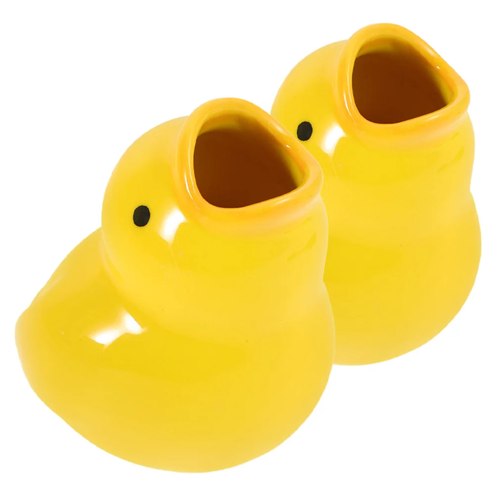 

2Pcs Ceramic Cartoon Duck Toothbrush Holder Storage Bathroom Organizer Travel Sink Use Tooth Brush Organizer